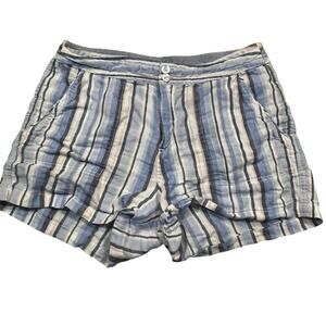 Artisan NY Linen Striped Shorts Womens 6 Blue White Coastal Summer Chic‎
